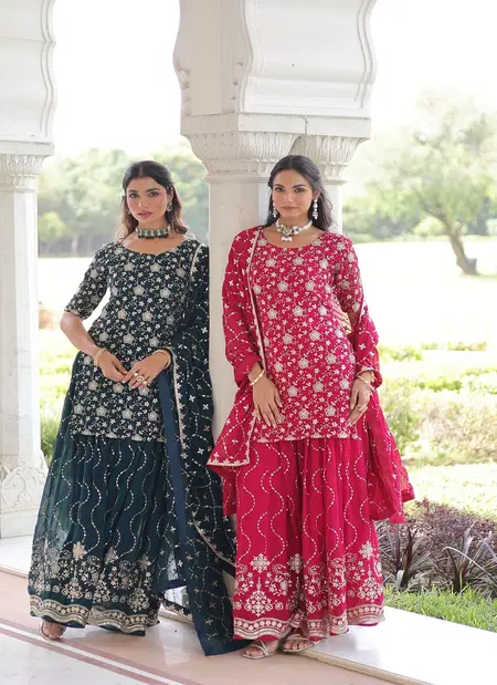 KA 1210 Faux Georgette Kurti With Sharara Dupatta Wholesalers In Delhi